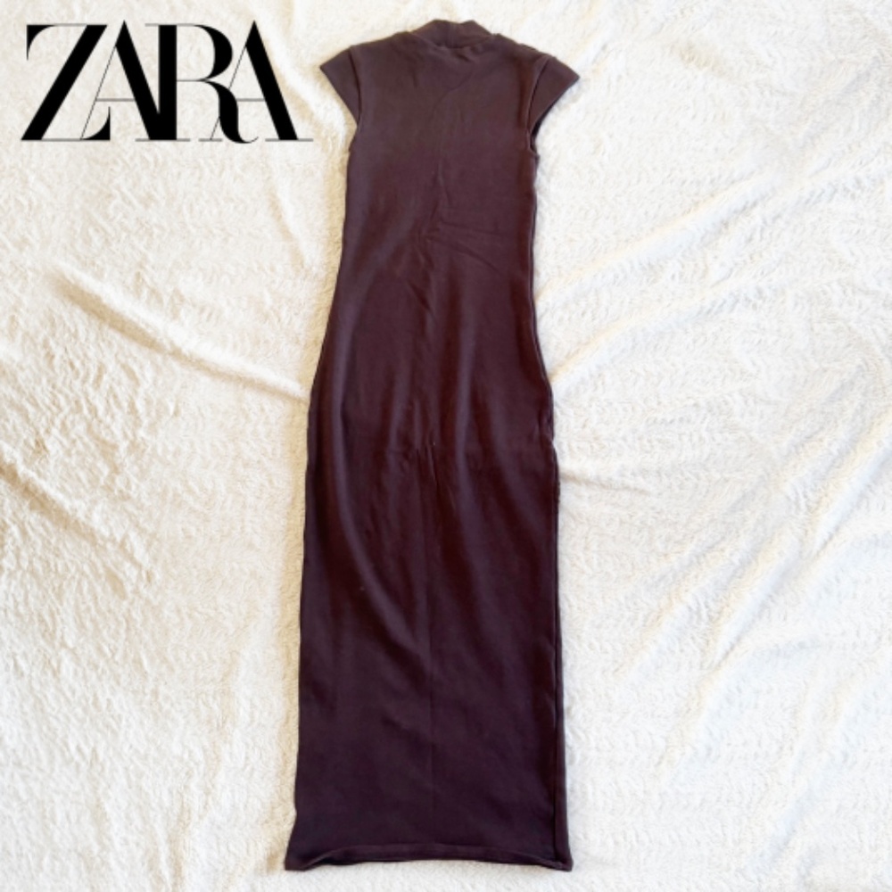 ZARA Turtle Neck Fitted Midi Dress Size M